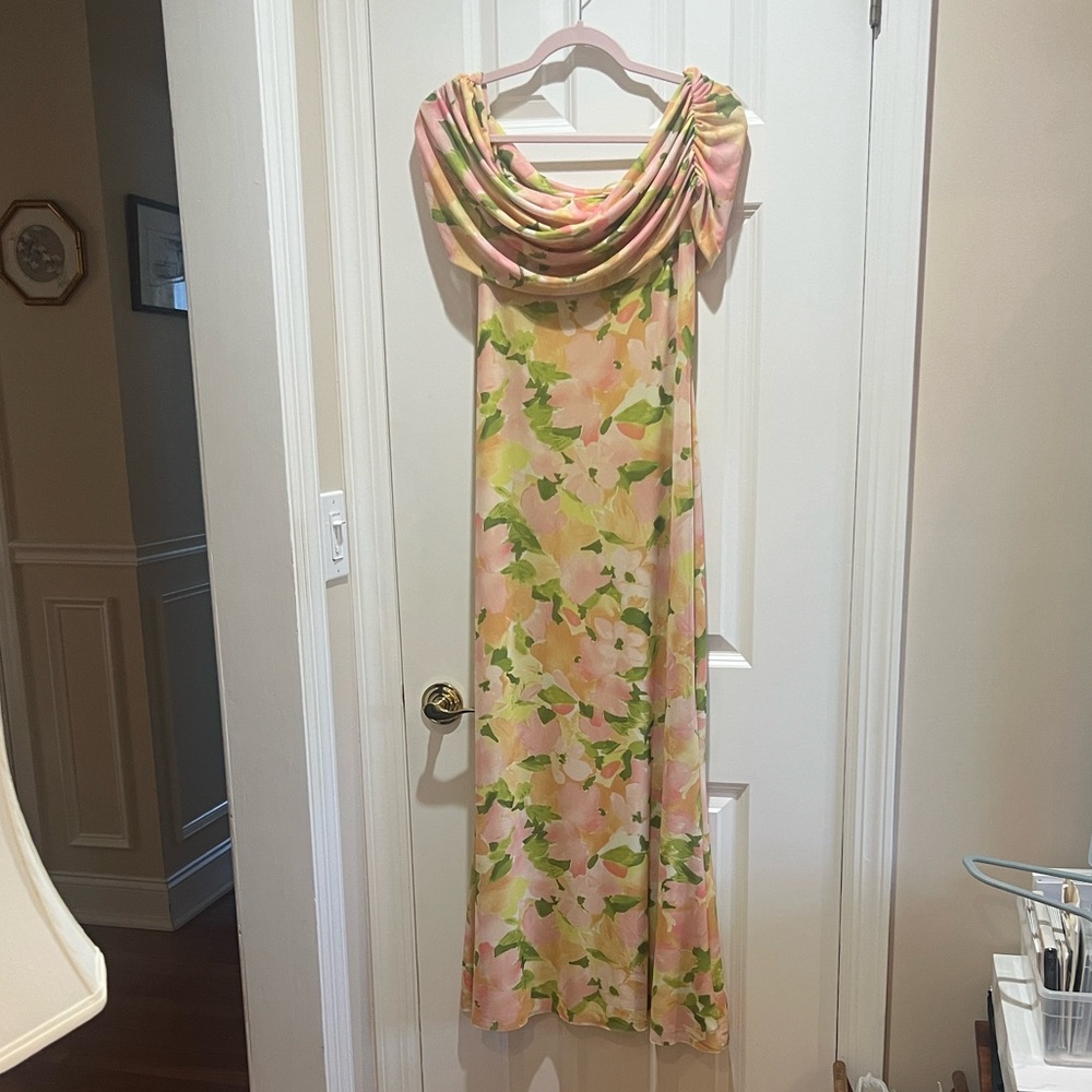 AFRM Pink and Green Floral Maxi Dress